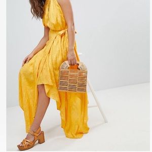 Asos yellow silk dress size 8